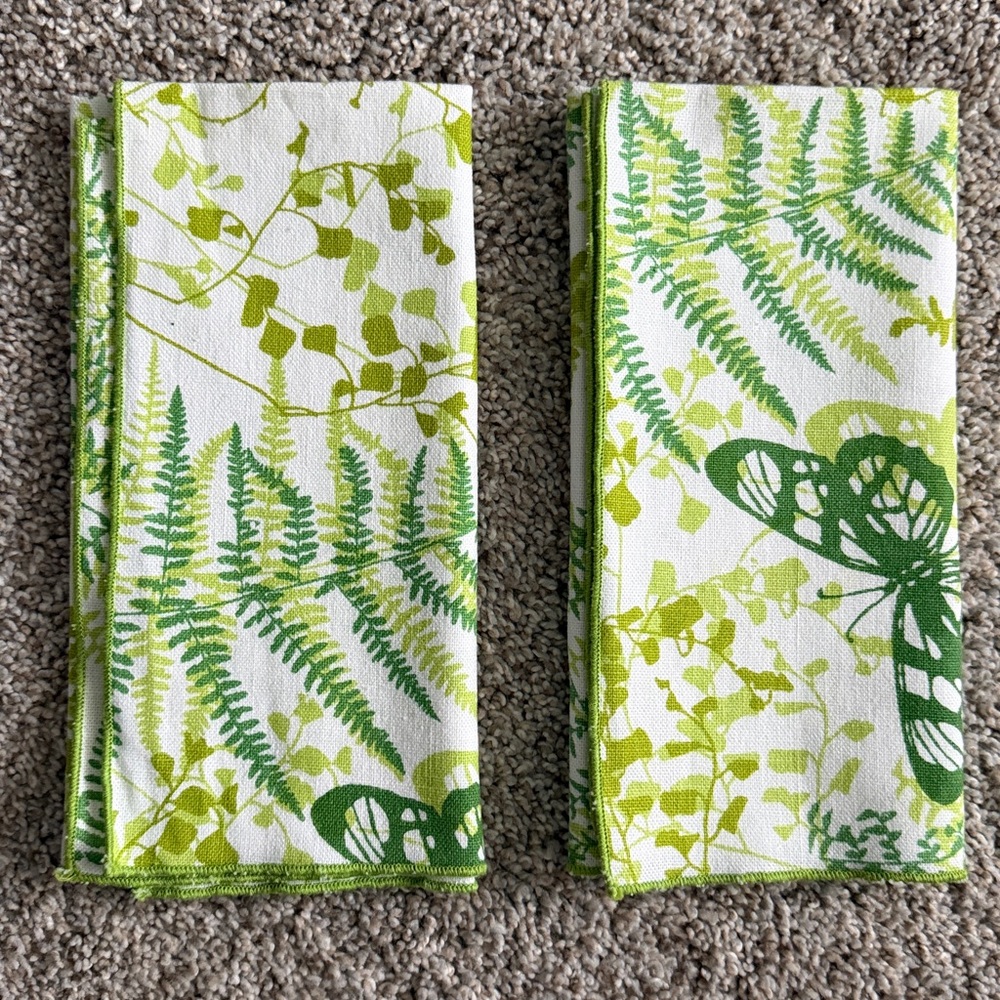 Botanical Fern Green Cotton Napkins - Unbranded